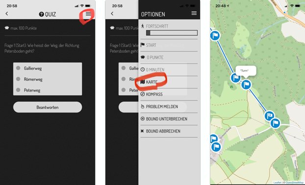 Ausschnitte aus der Actionbound-App