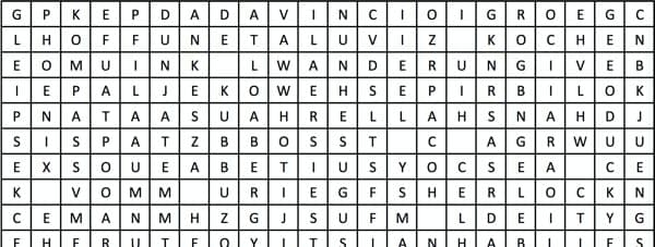 Ausschnitt des Buchstabengitters