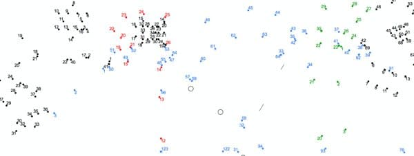 Ausschnitt denummerierten Punkte zum Verbinden